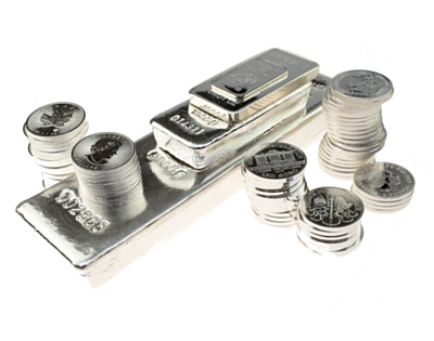 silver coins and bars