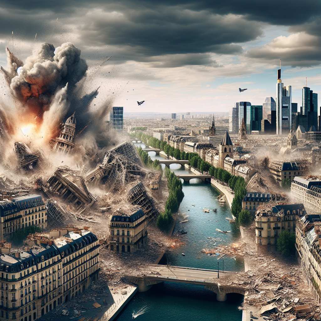 Europäische Stadt durch den Krieg zerstört