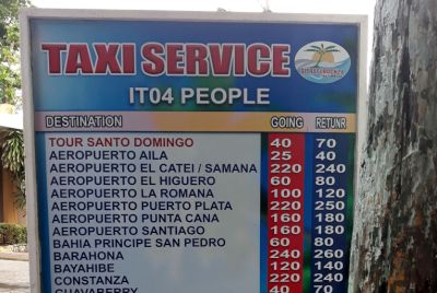 Taxi prices in Boca Chica, Dominican Republic, 2019